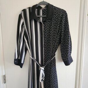 Mixed pattern long sleeve dress